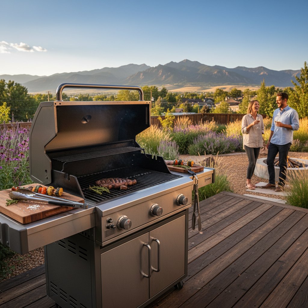 Wolf outdoor grill repair in Denver backyard