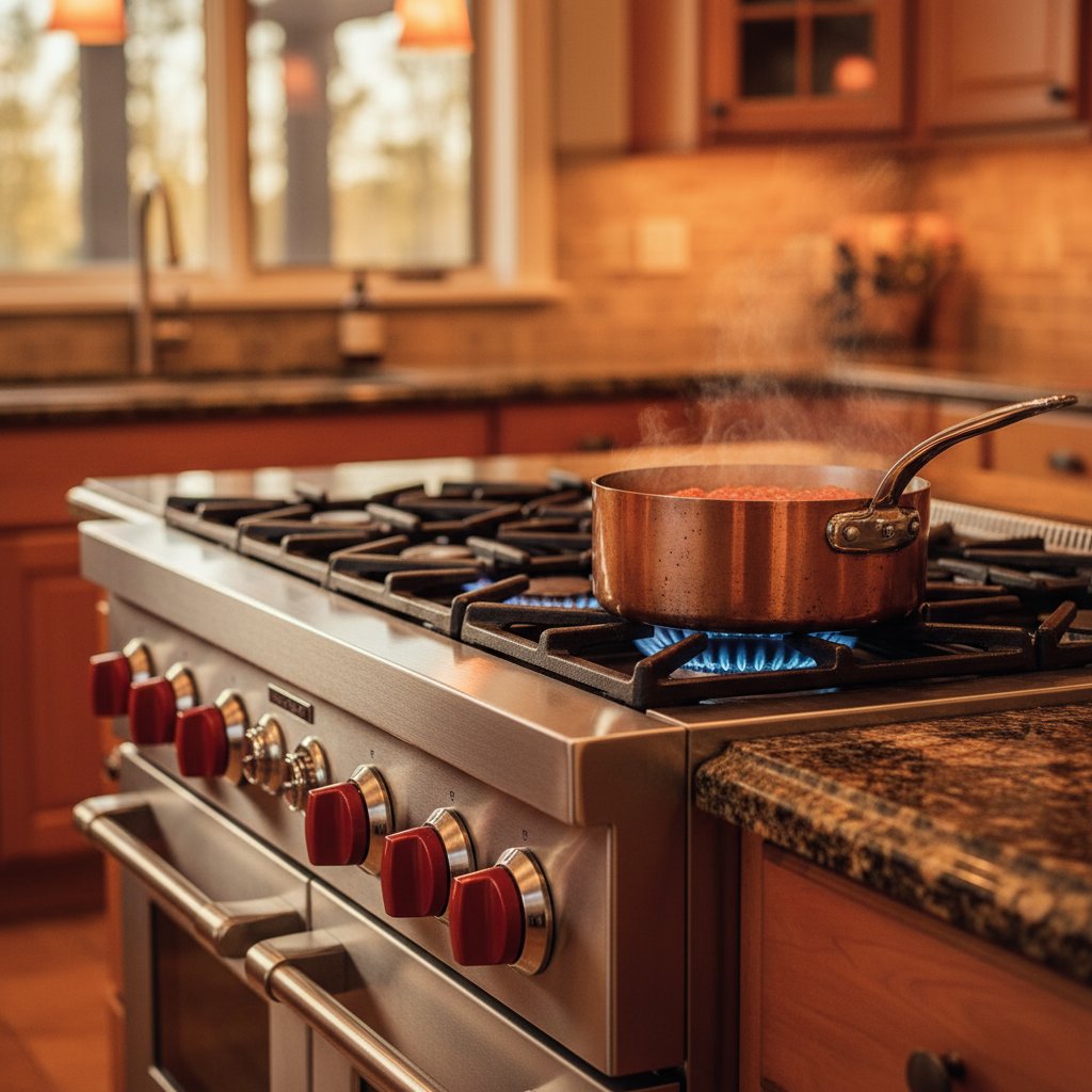 Wolf dual-fuel range in luxury Denver kitchen